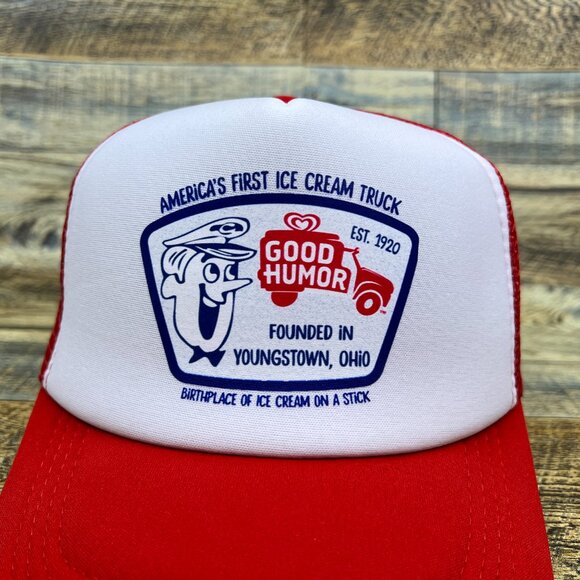 Good Humor Ice Cream Mens Trucker Hat Red Snapback Youngstown Ohio Baseball Cap - Picture 2 of 7